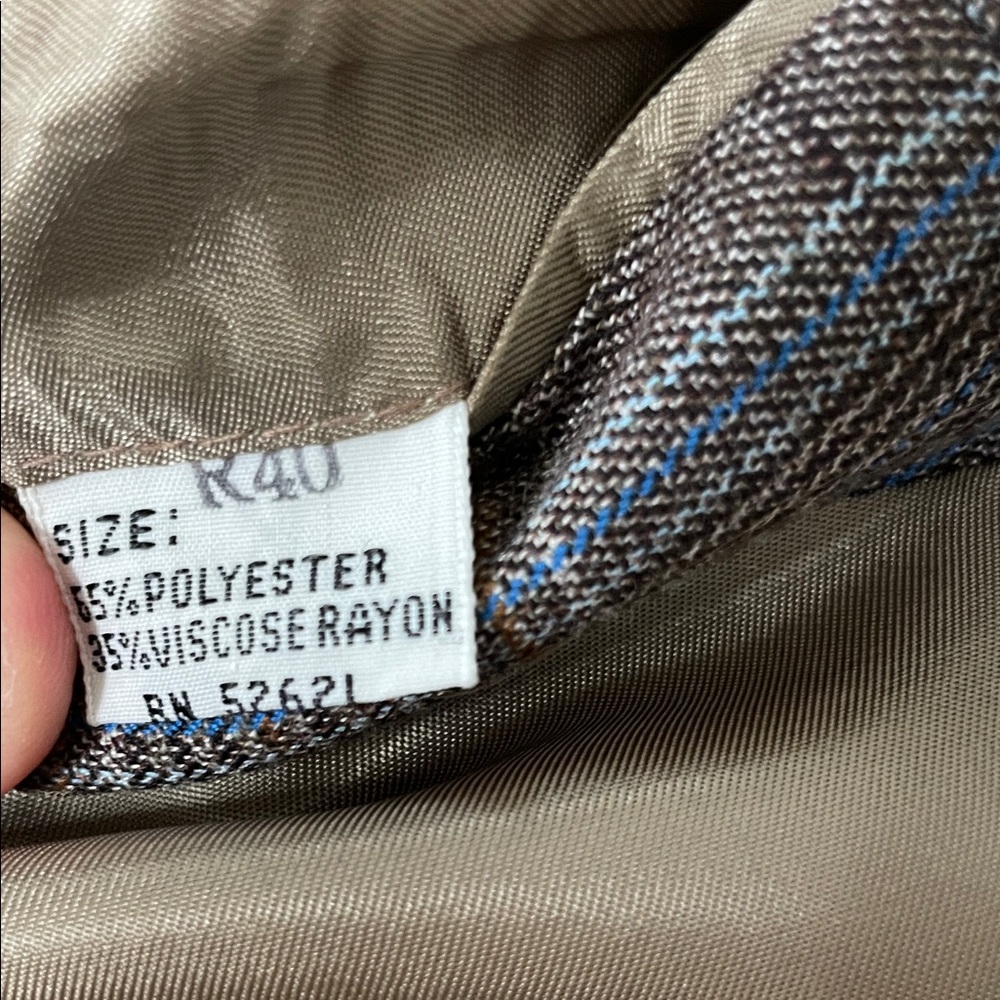 Vintage Brown and Blue Plaid Men's Blazer - Picture 6 of 10